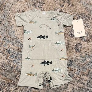 Kyte Baby Fish Print Romper NWT